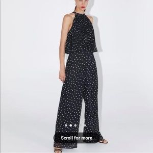 Polka dot open back jumpsuit